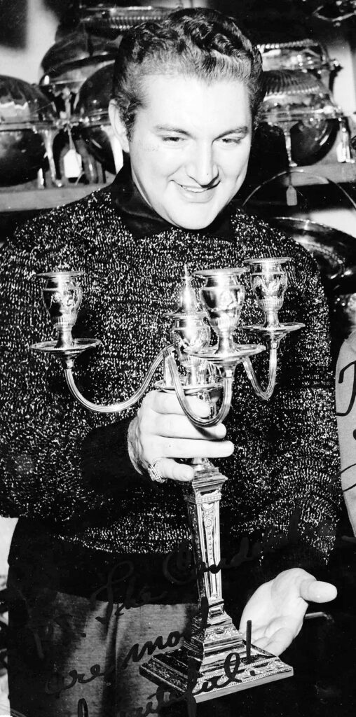 Liberace at The London Silver Vaults, 1956